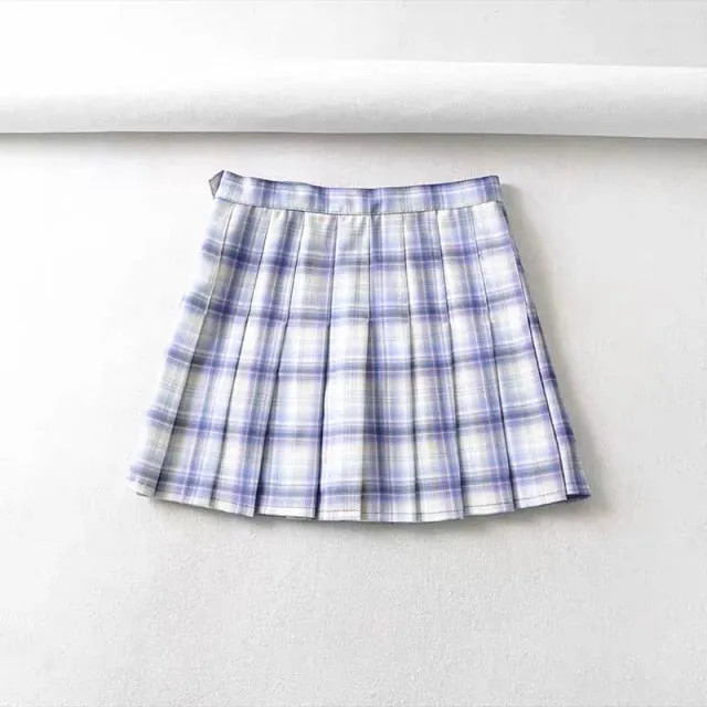 Women's Plaid Pleated High Waist Skirt
