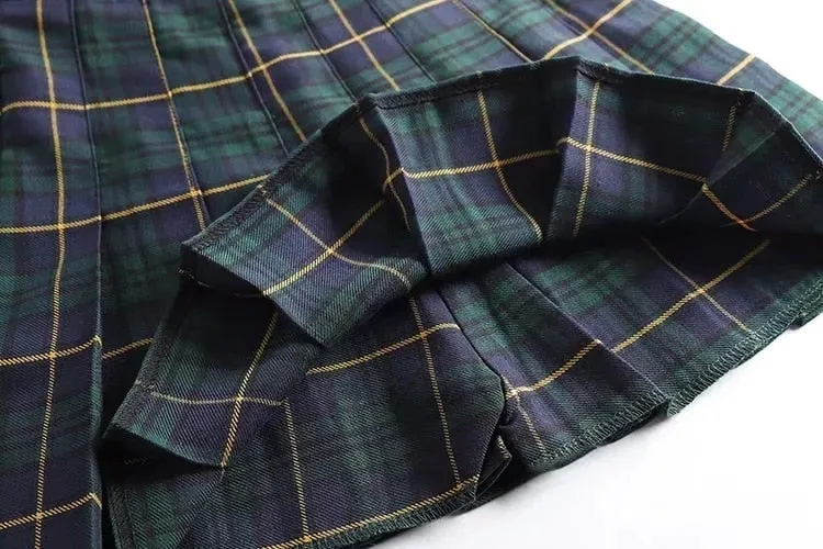 Women's Plaid Pleated High Waist Skirt