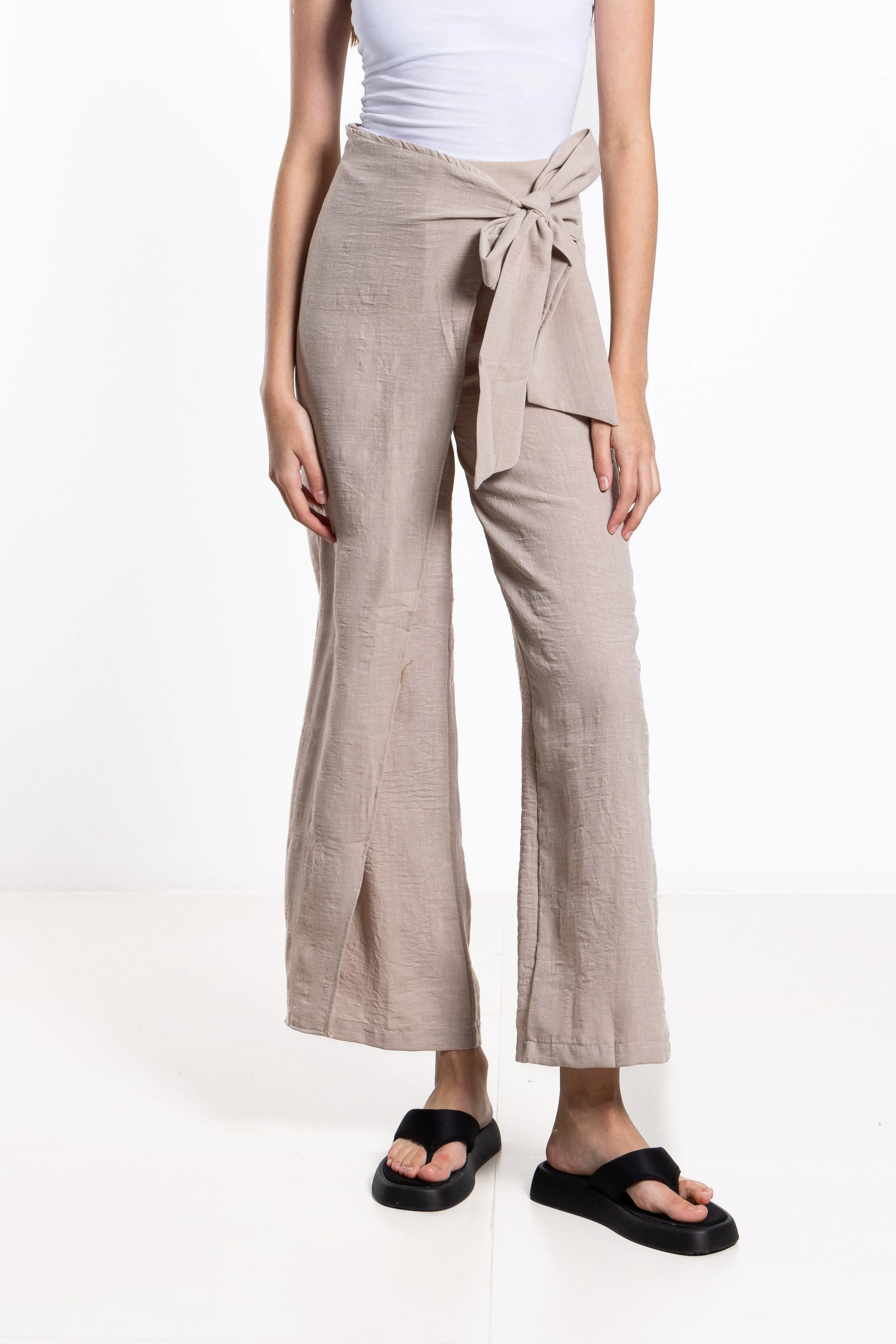 WRAPPED LINEN BLEND TROUSERS