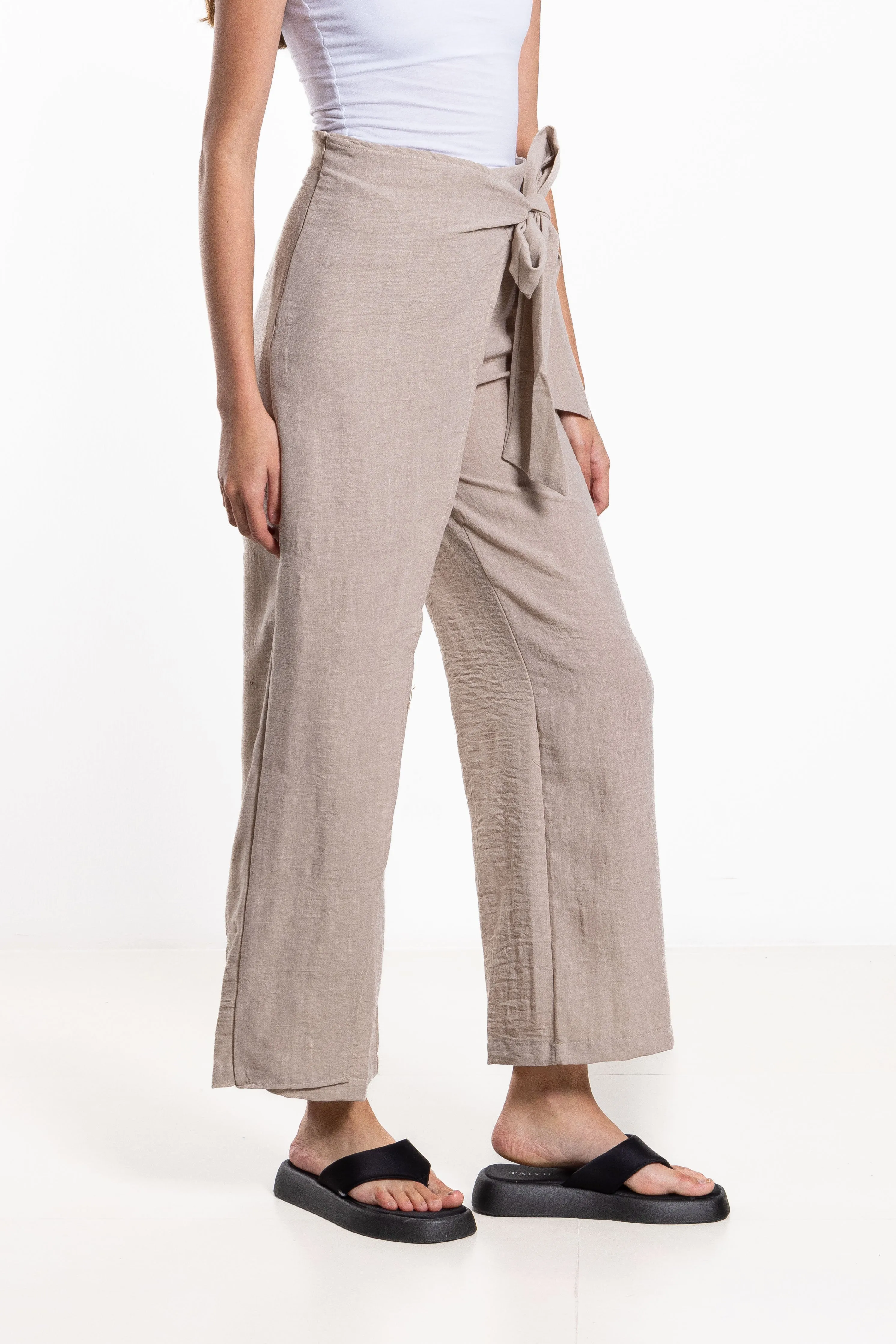 WRAPPED LINEN BLEND TROUSERS