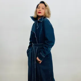 Y2K Denim Belted Trench Coat